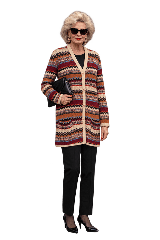 1980s Cream Knit Cardigan - Model