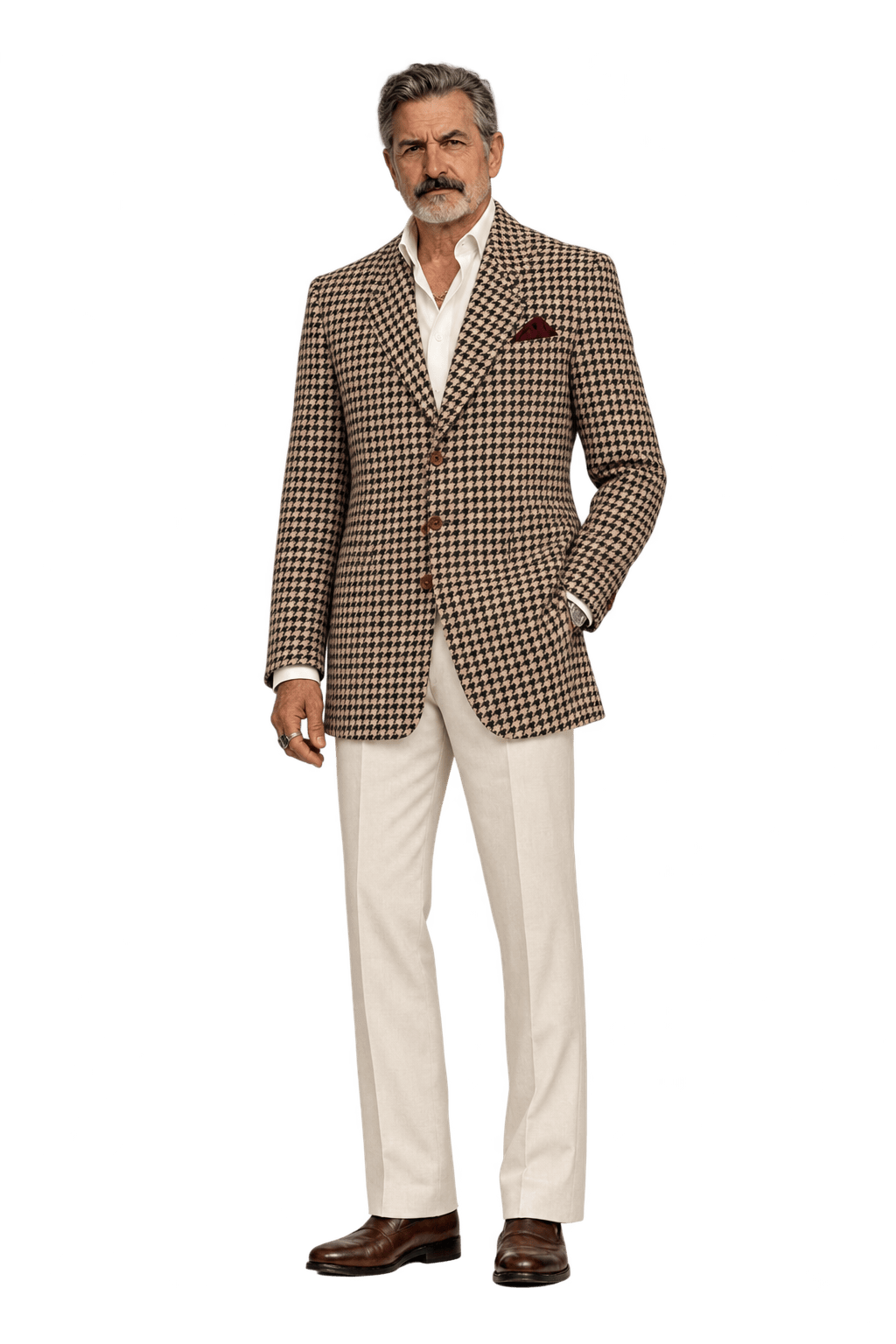 1980s Black Houndstooth Woven Blazer - Model