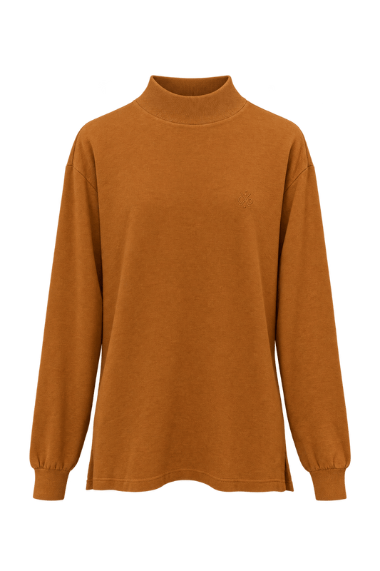 1980s Warm Rust Orange Knit Shirt - Front View