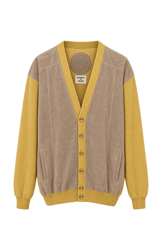 1980s Mustard Yellow Knit Cardigan - Front View