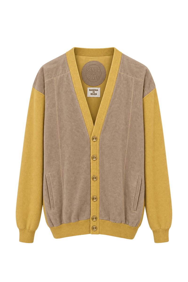 1980s Mustard Yellow Knit Cardigan - Front View