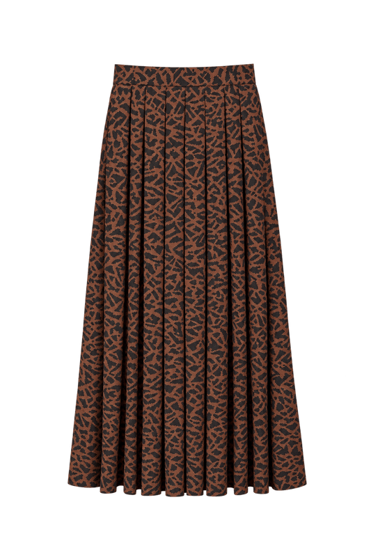 1980s Rust Brown Woven Skirt - Front View