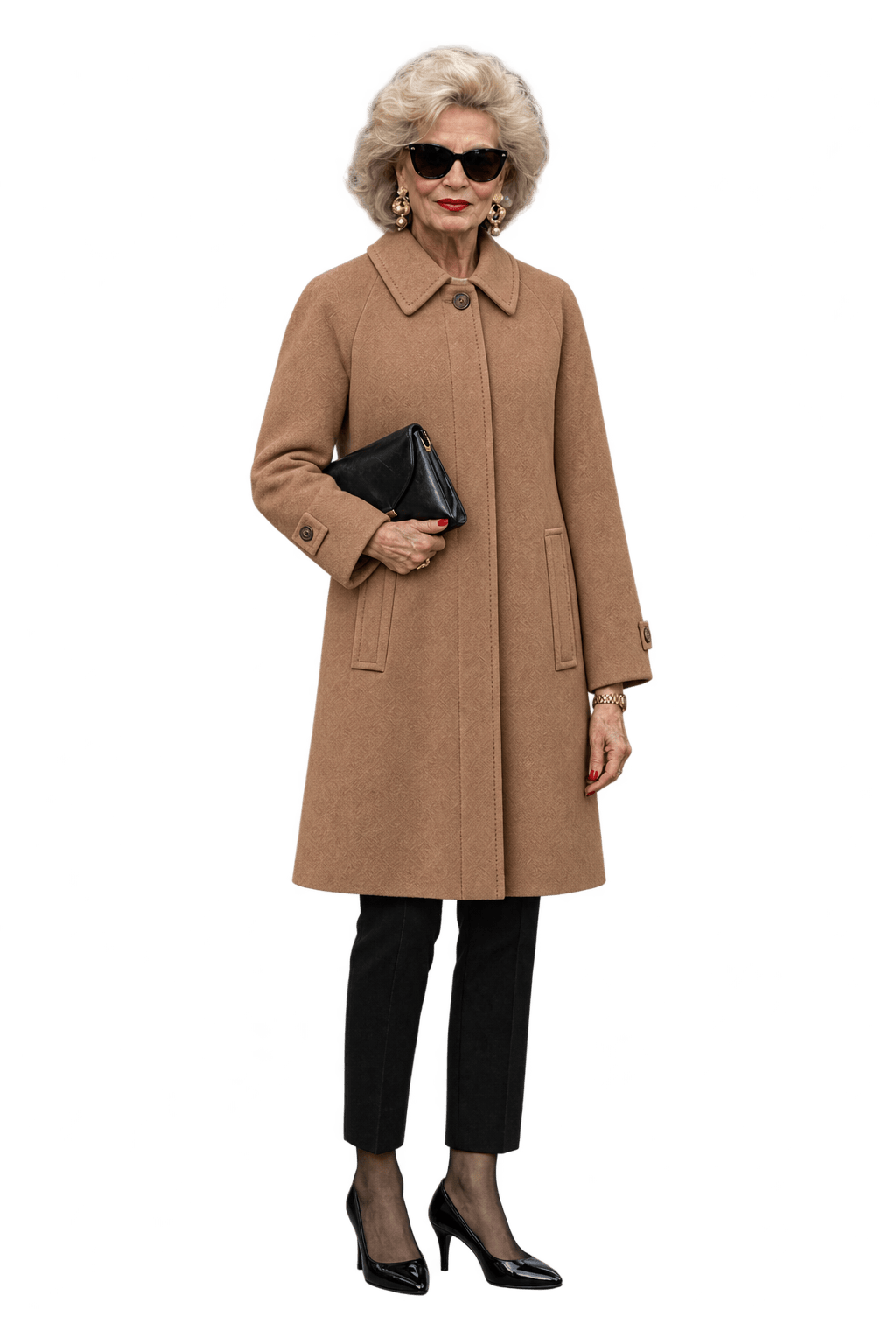 1980s Camel Brown Wool-Blend Coat - Model