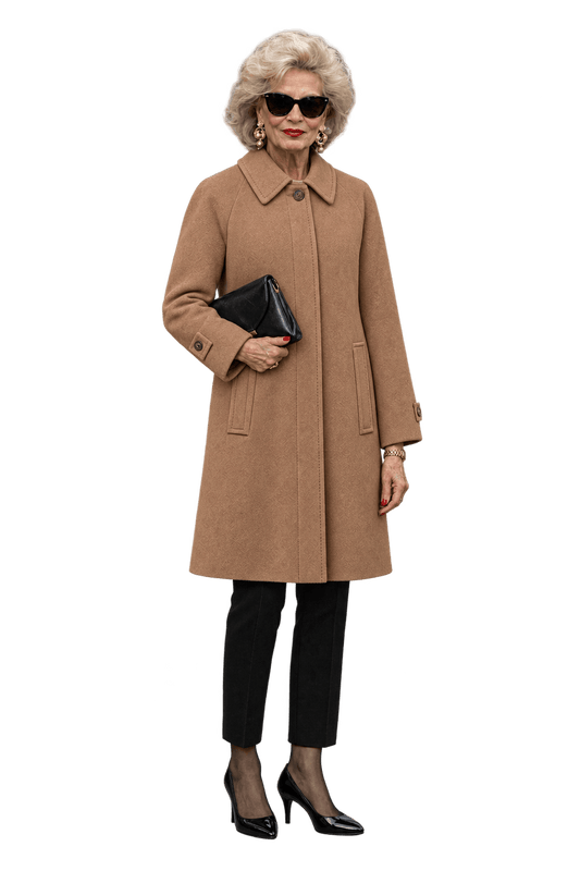 1980s Camel Brown Wool-Blend Coat - Model