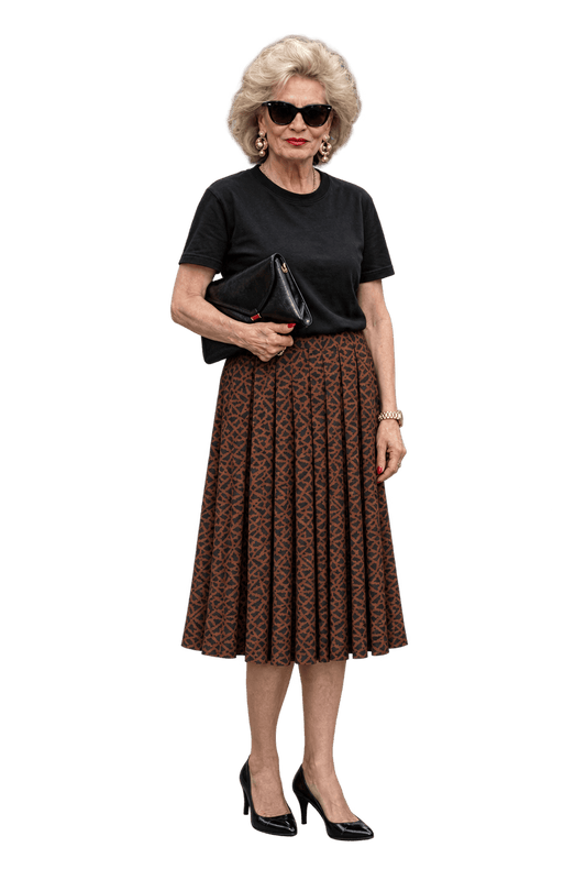 1980s Rust Brown Woven Skirt - Model