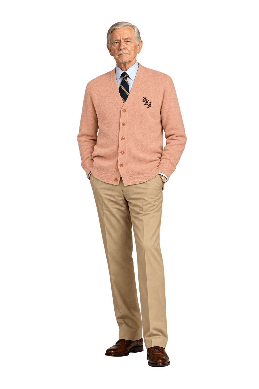 1980s Soft Peach Knit Cardigan - Model