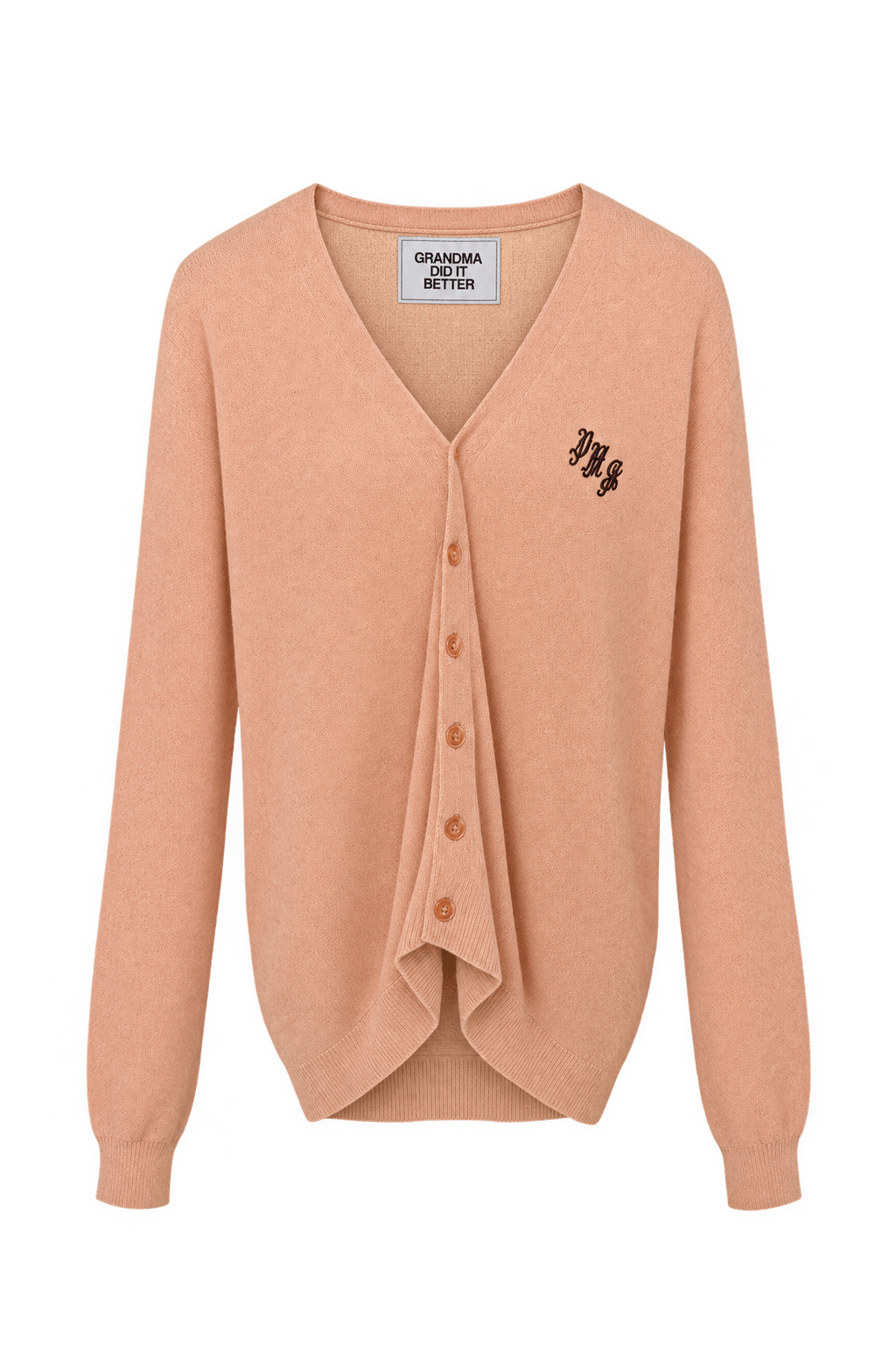 1980s Soft Peach Knit Cardigan - Front View