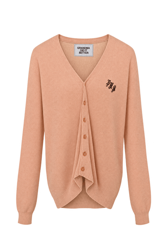 1980s Soft Peach Knit Cardigan - Front View