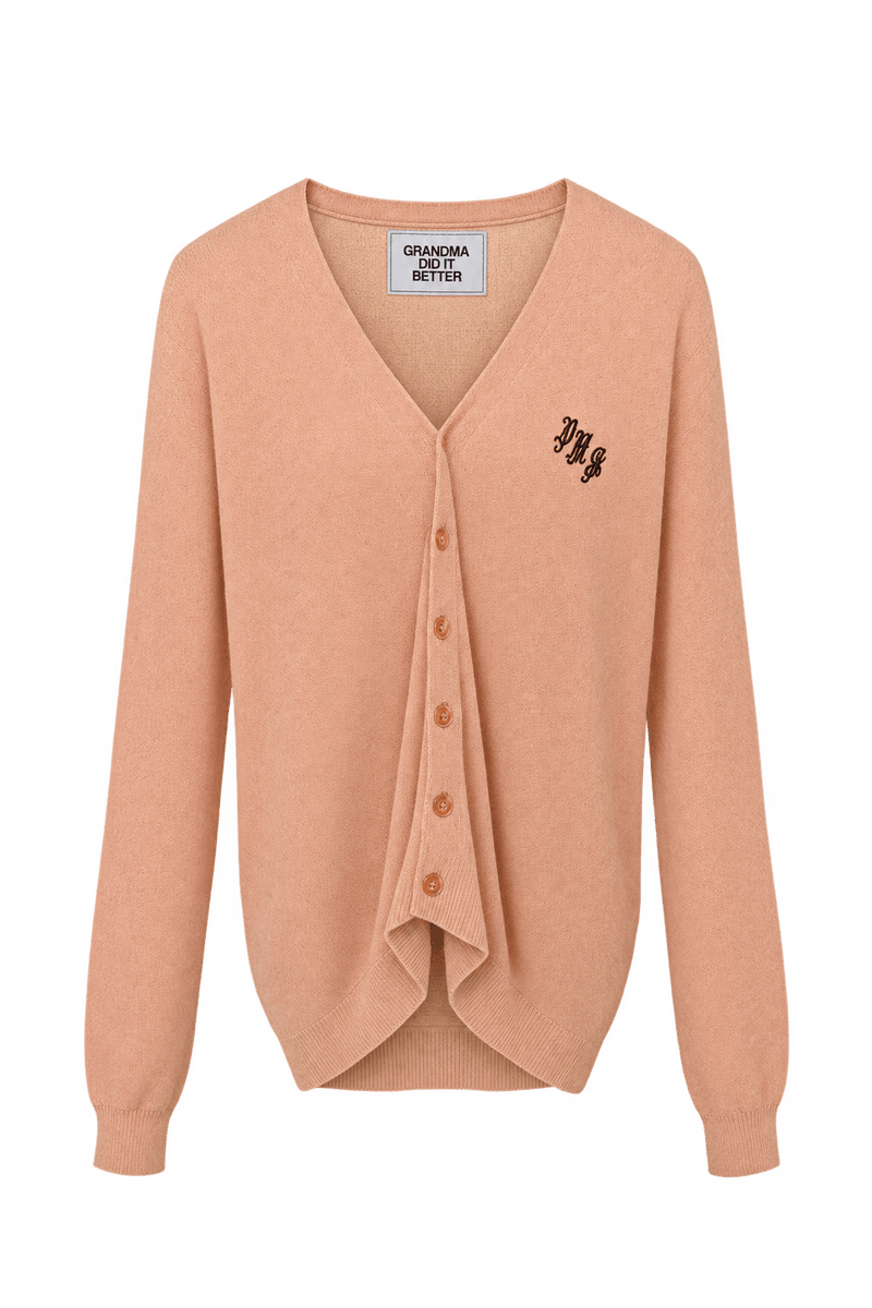 1980s Soft Peach Knit Cardigan - Front View
