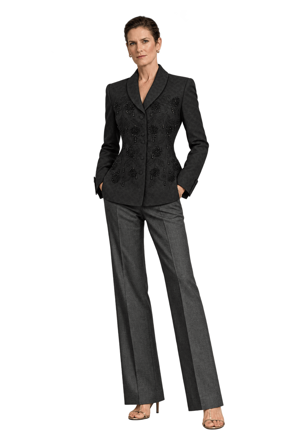 1990s Black Woven Fabric Blazer - Model