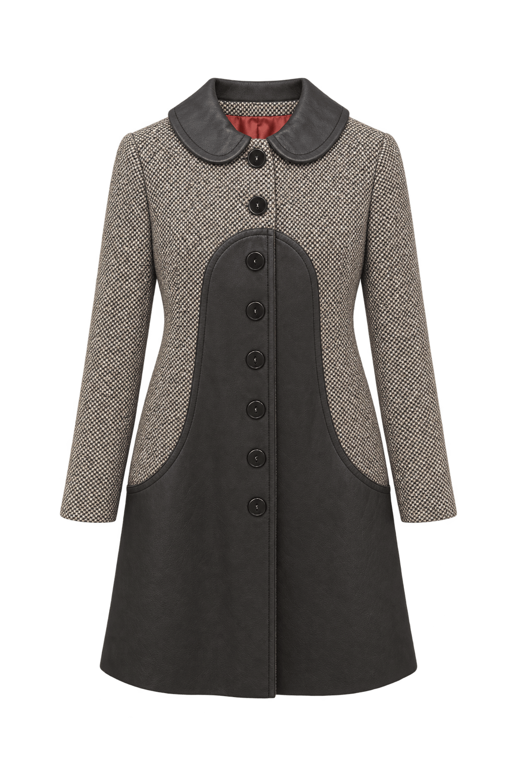1960s Dark Chocolate Brown Tweed Coat - Front View