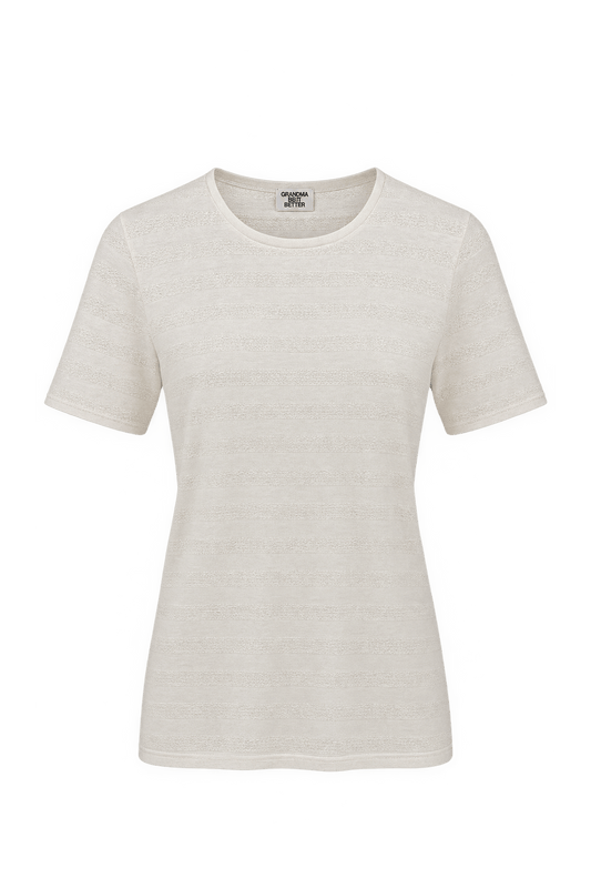 1960s Cream White Knit T-Shirt - Front View