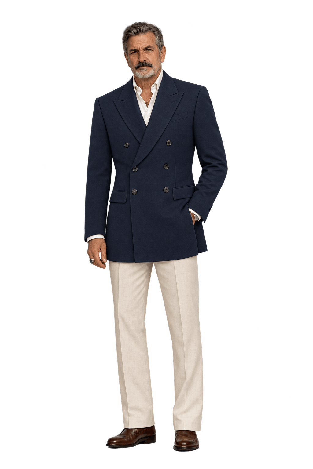 1980s Very Dark Navy Blue Unverified Suiting Blazer - Model