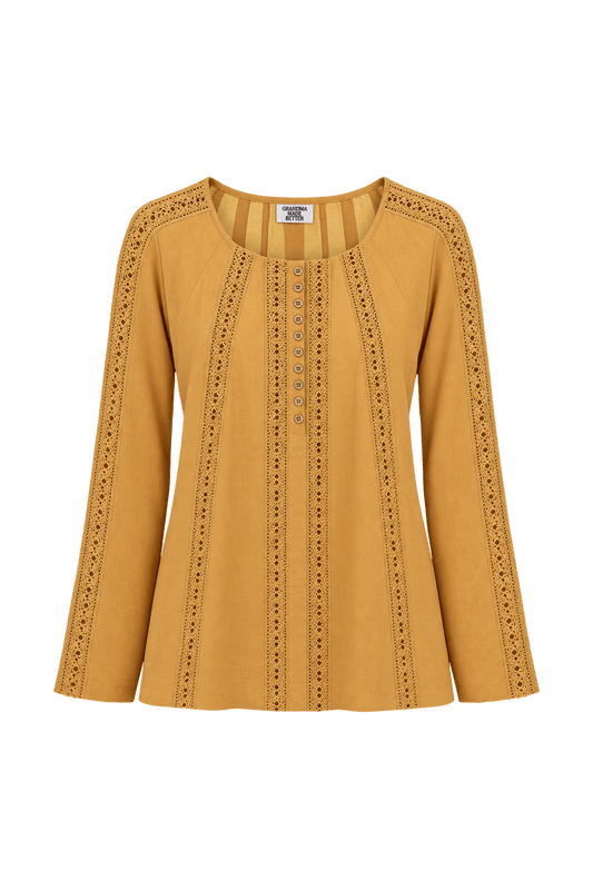 1970s Muted Peach Orange Lightweight Blouse - Front View