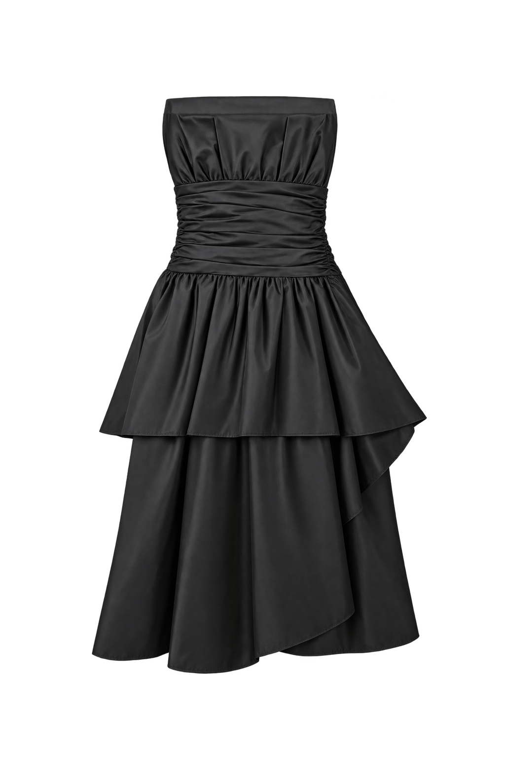 1990s Charcoal Black Taffeta Dress - Front View