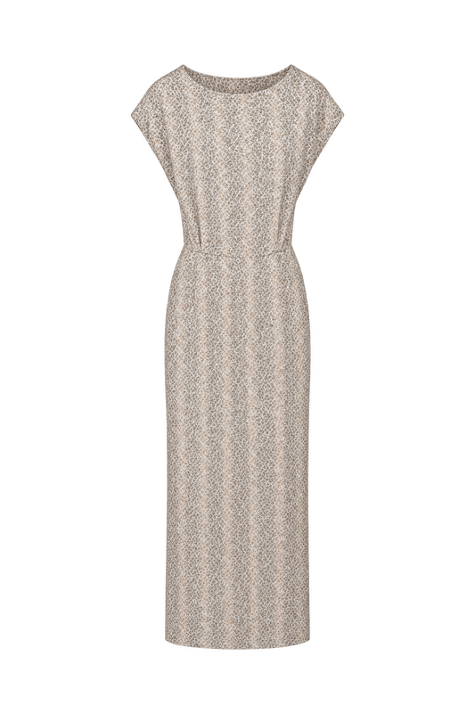 1950s Cream Brocade Dress - Front View