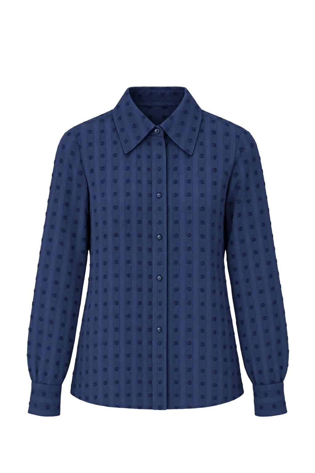 1970s Navy Blue Sheer Blouse - Front View