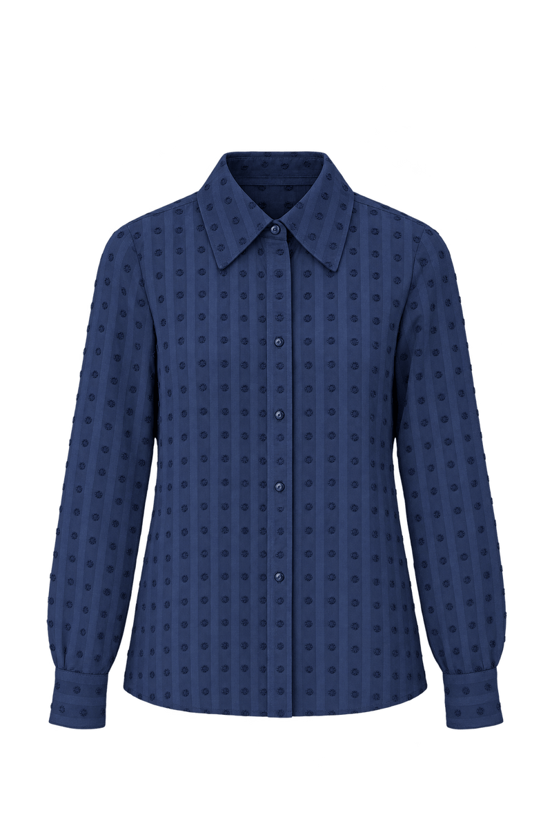 1970s Navy Blue Sheer Blouse - Front View