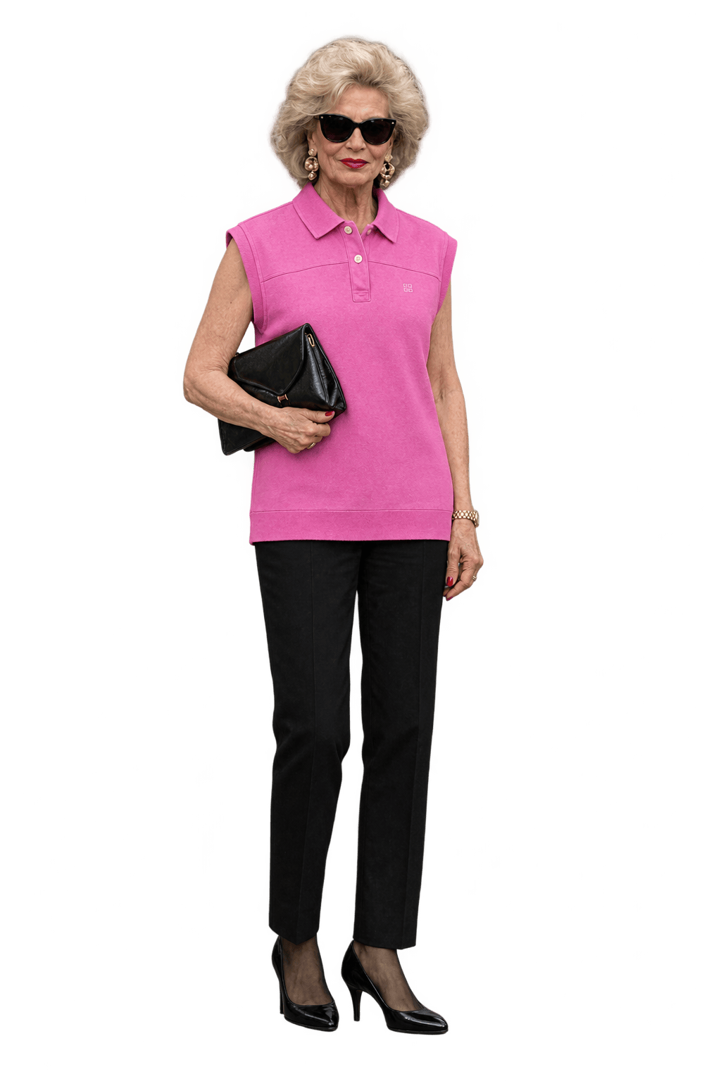 1980s Bright Pink Knit Polo - Model