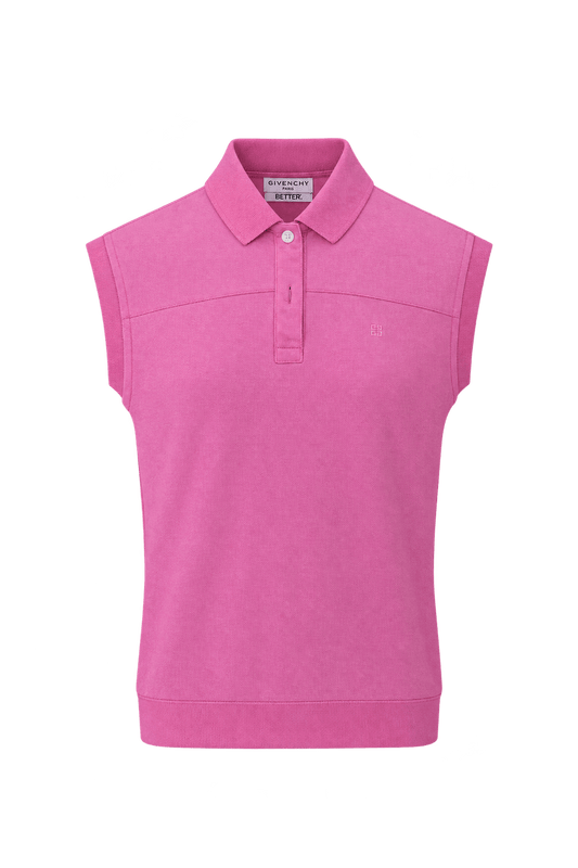 1980s Bright Pink Knit Polo - Front View