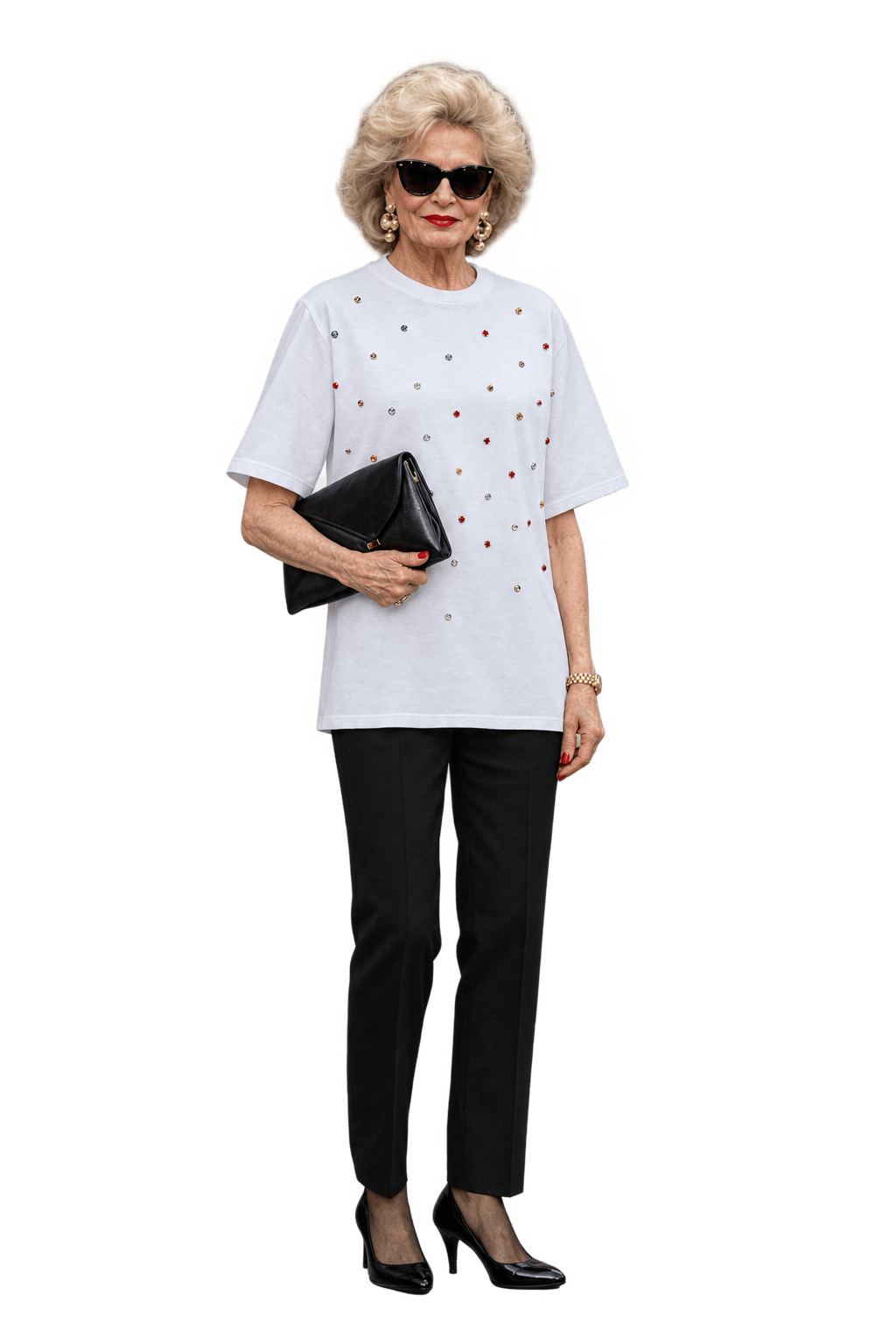 1980s White Smooth Knit T-Shirt - Model