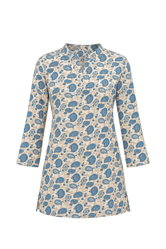 1980s Cream Soft Fabric Tunic - Front View