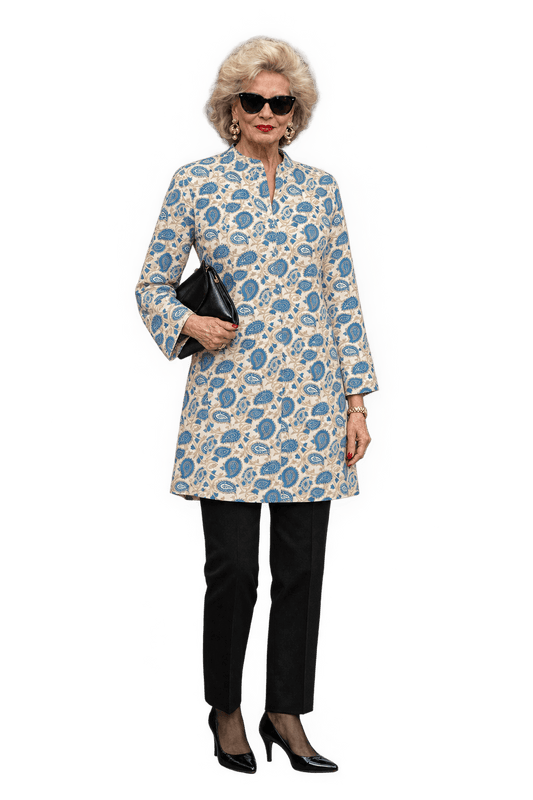 1980s Cream Soft Fabric Tunic - Model