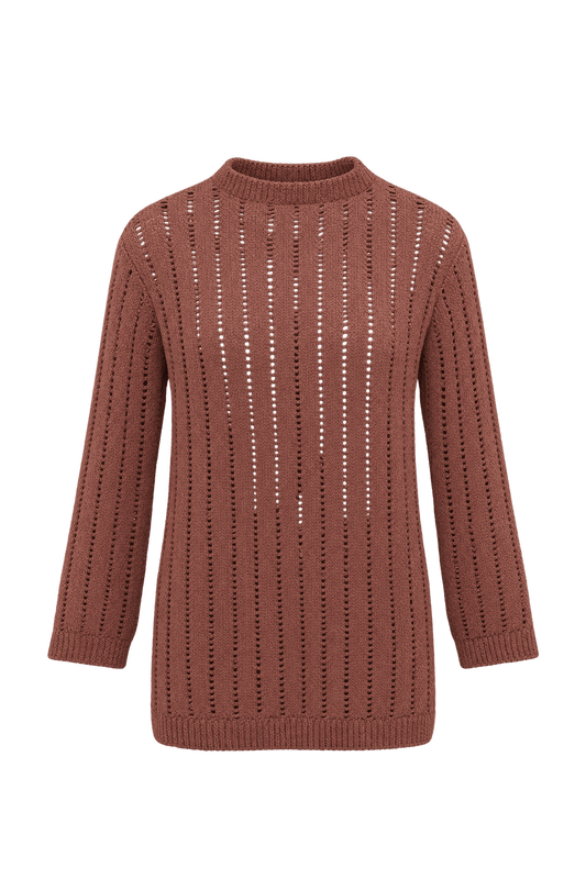 1970s Muted Rust Brown Knit Sweater - Front View