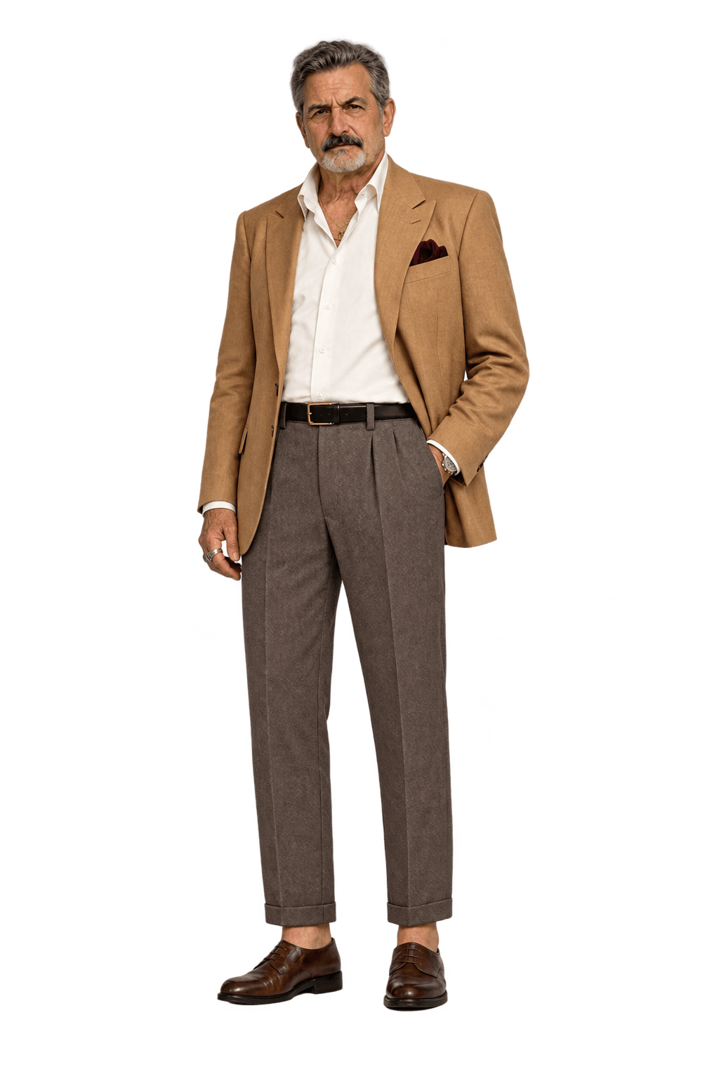 1980s Medium Brown Wool Trousers - Model