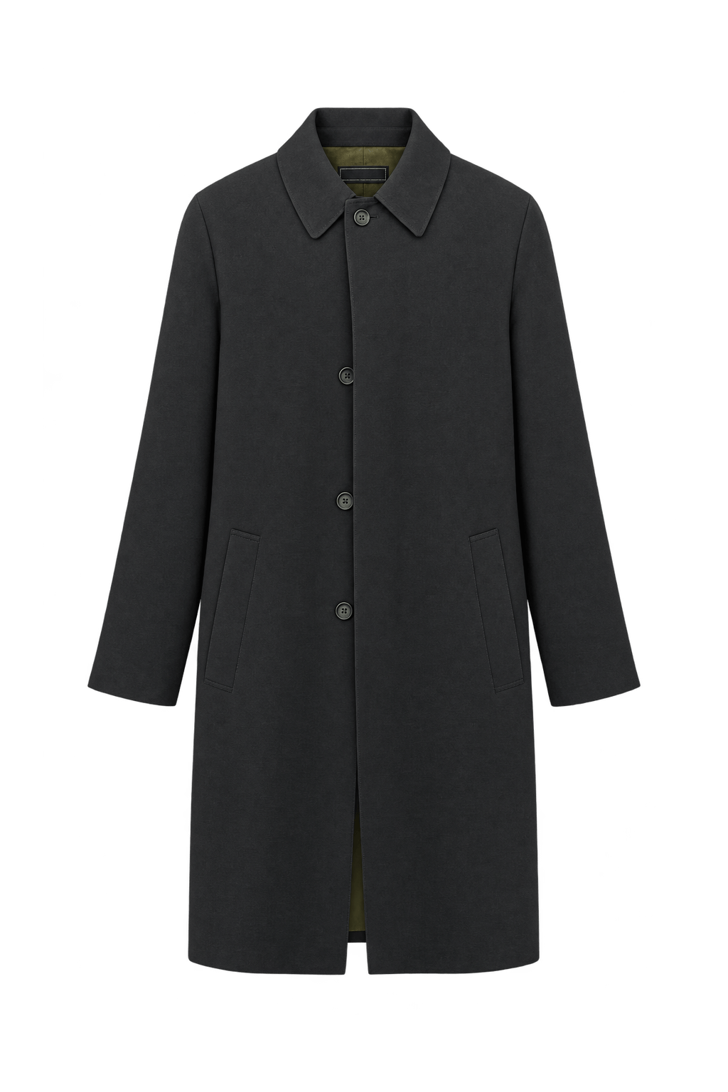 1970s Dark Charcoal Gray Unverified Woven Fabric Coat - Front View