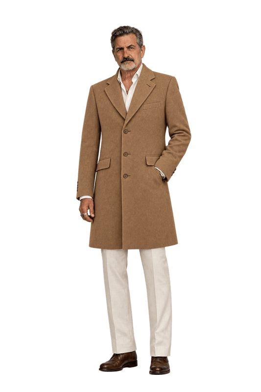 1980s Camel Brown Wool Coat - Model