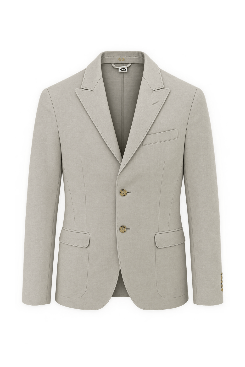 1980s Light Cream Woven Fabric Blazer - Front View