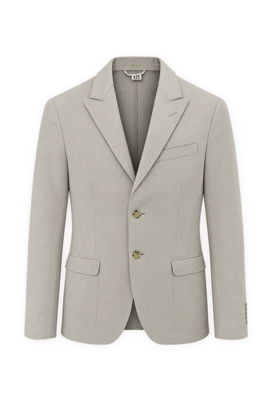 1980s Light Cream Woven Fabric Blazer - Front View