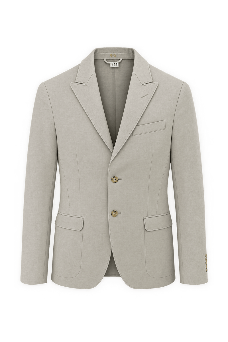 1980s Light Cream Woven Fabric Blazer - Front View