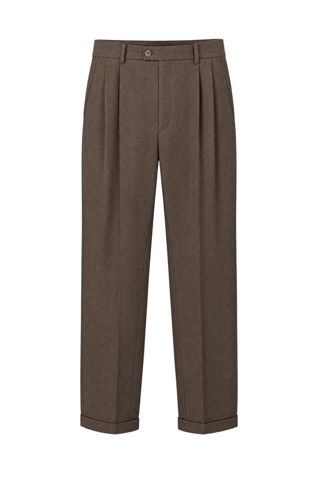 1980s Medium Brown Wool Trousers - Front View
