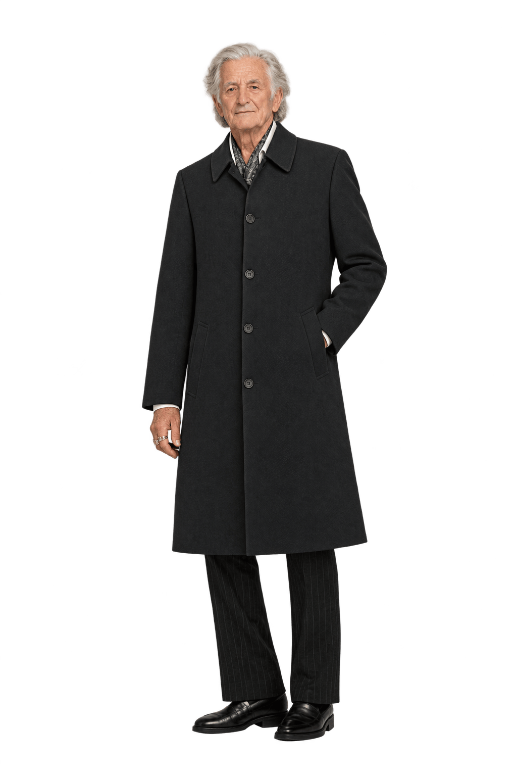 1970s Dark Charcoal Gray Unverified Woven Fabric Coat - Model