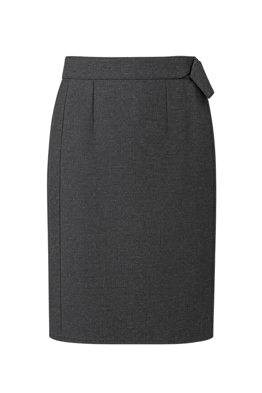 1990s Charcoal Gray Unverified Woven Fabric Skirt - Front View
