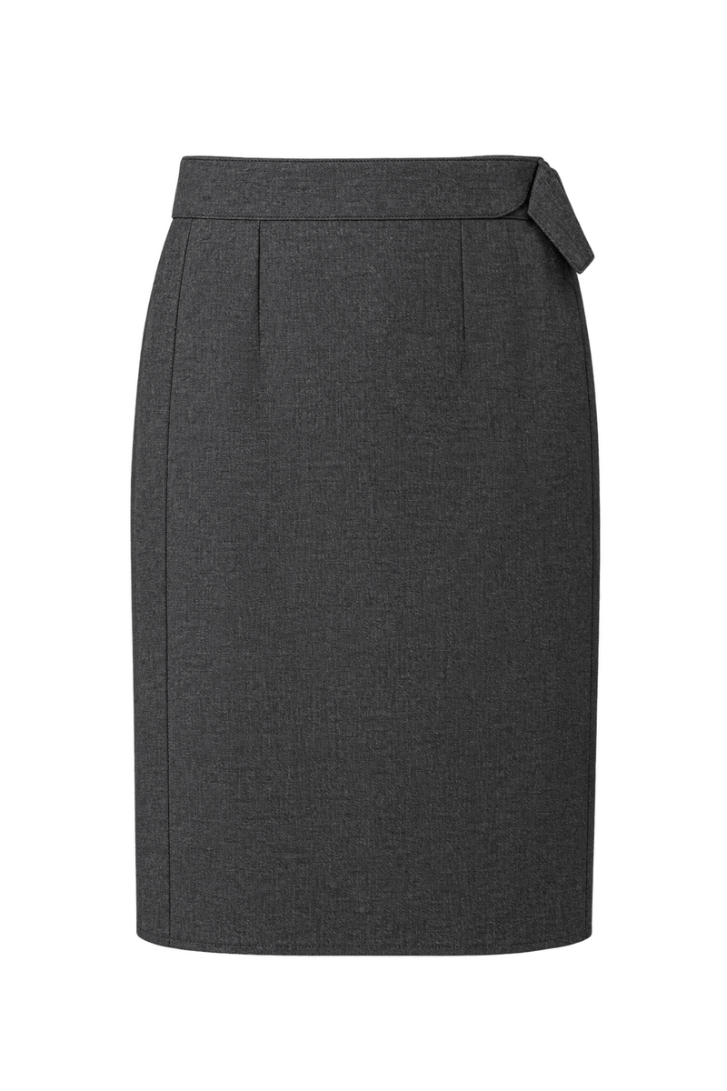 1990s Charcoal Gray Unverified Woven Fabric Skirt - Front View