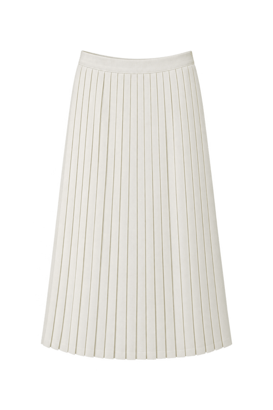 1980s Cream White Unverified Woven Skirt - Front View