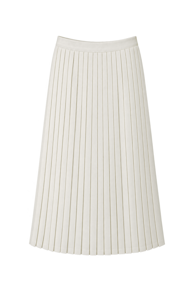 1980s Cream White Unverified Woven Skirt - Front View