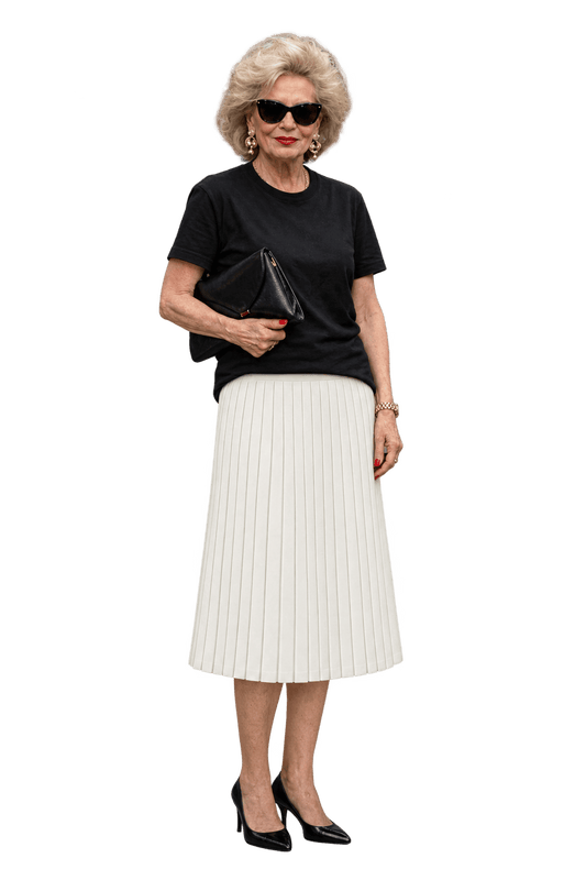 1980s Cream White Unverified Woven Skirt - Model