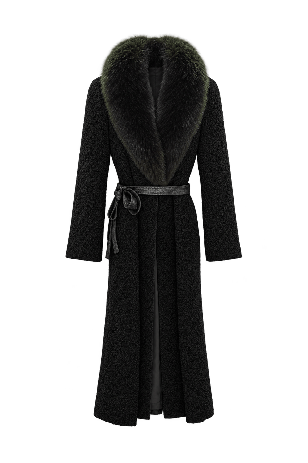 1980s Black Fur Coat - Front View