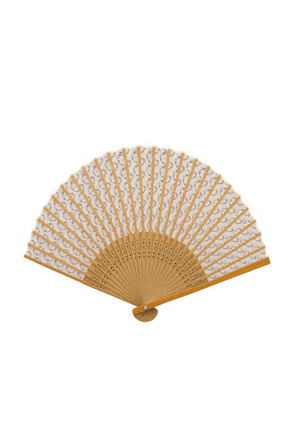 1980s Cream Bamboo-Hand Fan - Model