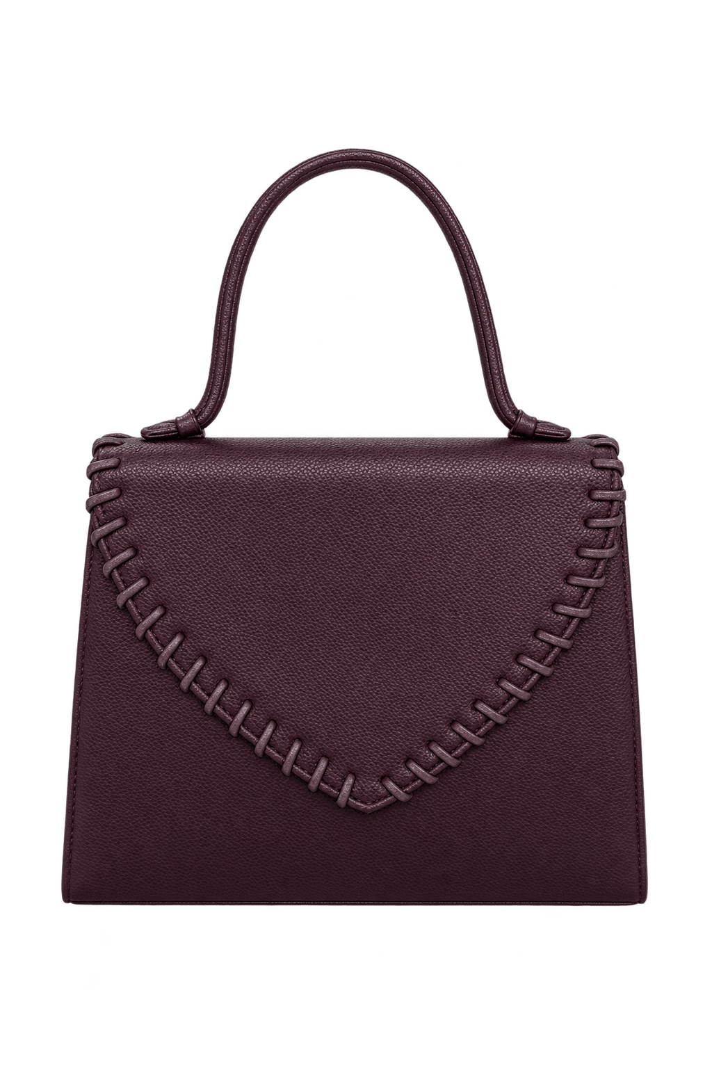 1990s Deep Burgundy Leather Handbag - Front View