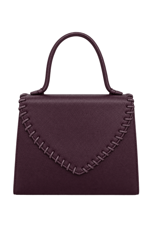 1990s Deep Burgundy Leather Handbag - Front View