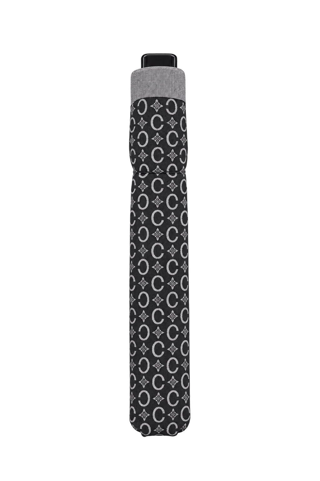 1980s Charcoal Gray Synthetic Umbrella - Model