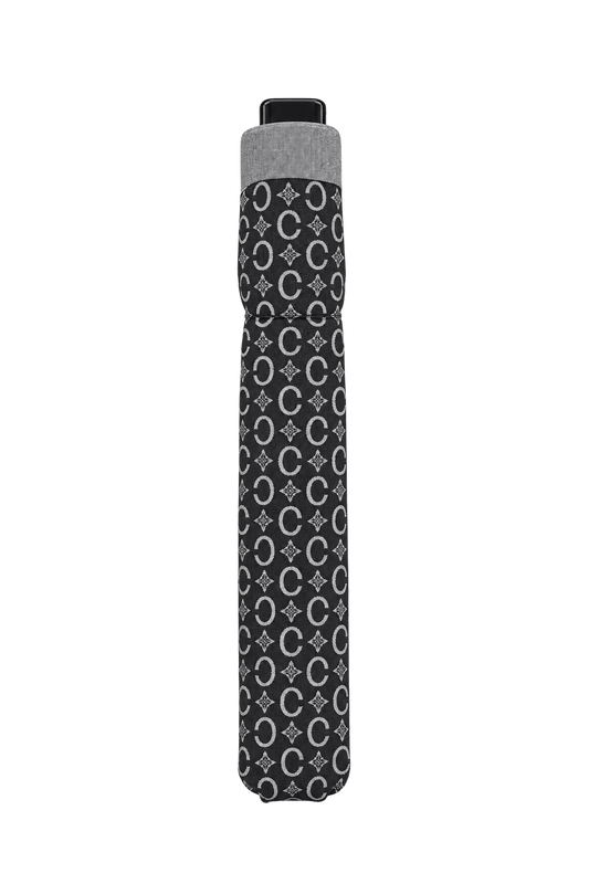 1980s Charcoal Gray Synthetic Umbrella - Model