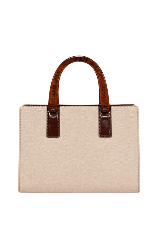1980s Beige Woven Handbag - Front View
