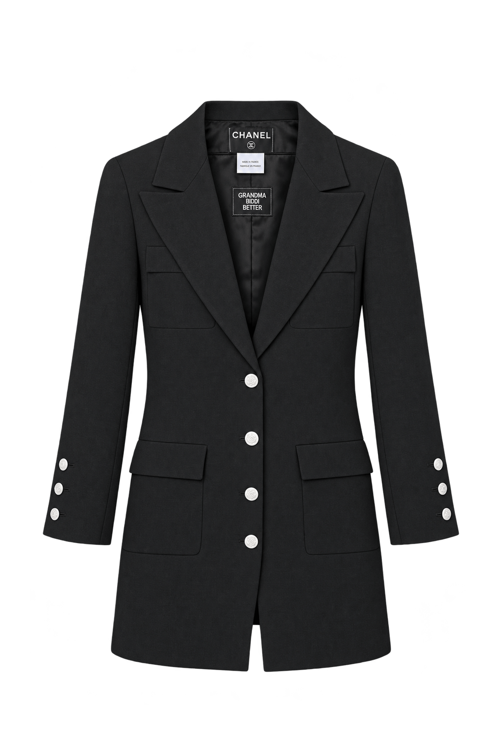 1990s Black Unverified Woven Blazer - Front View