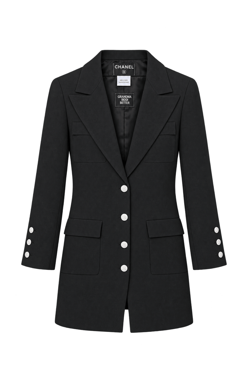 1990s Black Unverified Woven Blazer - Front View